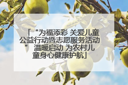 “为福添彩 关爱儿童公益行动暨志愿服务活动” 温暖启动 为农村儿童身心健康护航