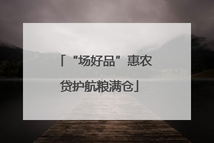 “场好品”惠农贷护航粮满仓