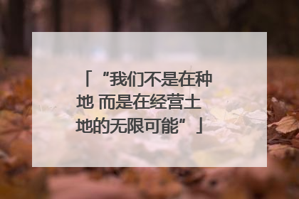 “我们不是在种地 而是在经营土地的无限可能”