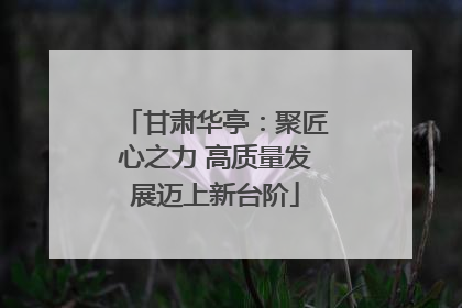 甘肃华亭：聚匠心之力 高质量发展迈上新台阶