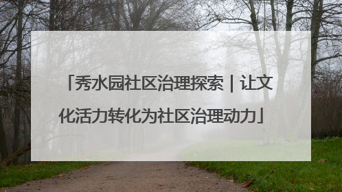 秀水园社区治理探索｜让文化活力转化为社区治理动力