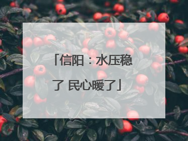 信阳：水压稳了 民心暖了