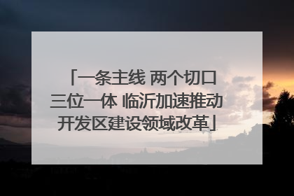 一条主线 两个切口 三位一体 临沂加速推动开发区建设领域改革