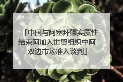 中国与阿塞拜疆实质性结束阿加入世贸组织中阿双边市场准入谈判