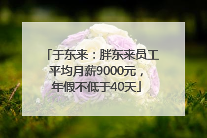 于东来：胖东来员工平均月薪9000元，年假不低于40天