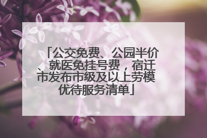 公交免费、公园半价、就医免挂号费，宿迁市发布市级及以上劳模优待服务清单