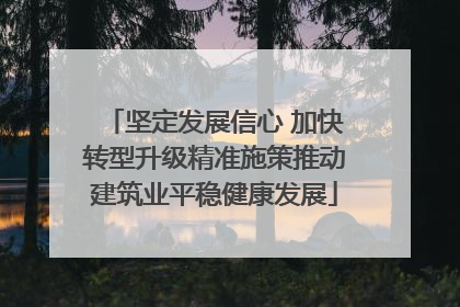 坚定发展信心 加快转型升级精准施策推动建筑业平稳健康发展