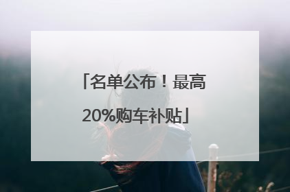 名单公布！最高20%购车补贴