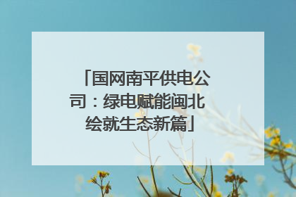 国网南平供电公司：绿电赋能闽北 绘就生态新篇