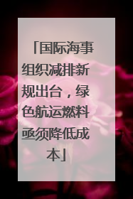 国际海事组织减排新规出台，绿色航运燃料亟须降低成本