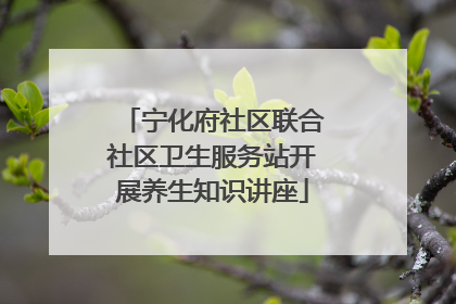 宁化府社区联合社区卫生服务站开展养生知识讲座
