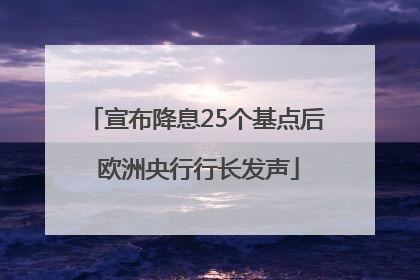 宣布降息25个基点后 欧洲央行行长发声