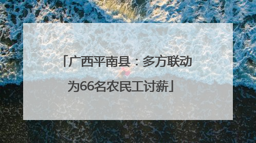 广西平南县：多方联动为66名农民工讨薪