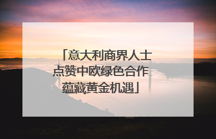 意大利商界人士点赞中欧绿色合作蕴藏黄金机遇
