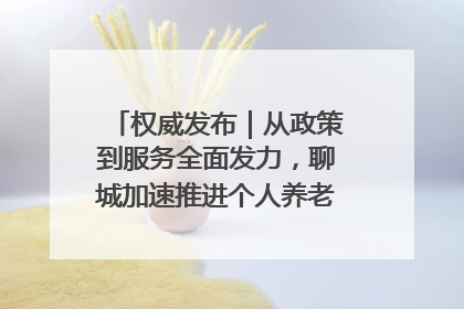 权威发布｜从政策到服务全面发力，聊城加速推进个人养老金制度落地