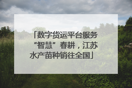 数字货运平台服务“智慧”春耕，江苏水产苗种销往全国