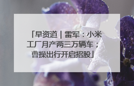 早资道｜雷军：小米工厂月产两三万辆车；曹操出行开启招股