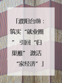 濮阳台前：筑实“就业圈” 引回“归巢雁” 激活“家经济”