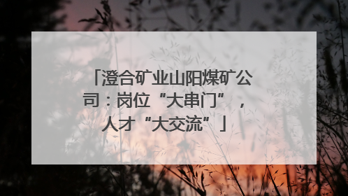 澄合矿业山阳煤矿公司：岗位“大串门”，人才“大交流”