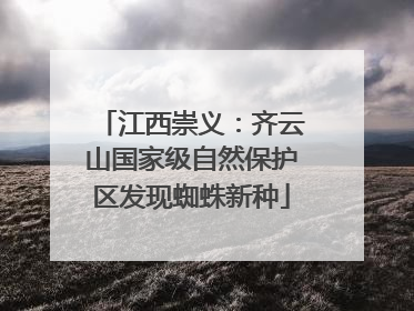 江西崇义：齐云山国家级自然保护区发现蜘蛛新种