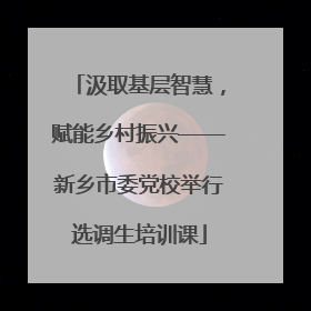 汲取基层智慧，赋能乡村振兴——新乡市委党校举行选调生培训课