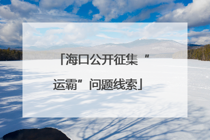 海口公开征集“运霸”问题线索