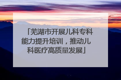芜湖市开展儿科专科能力提升培训，推动儿科医疗高质量发展