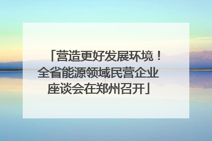 营造更好发展环境！全省能源领域民营企业座谈会在郑州召开