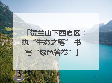 贺兰山下西夏区：执“生态之笔” 书写“绿色答卷”