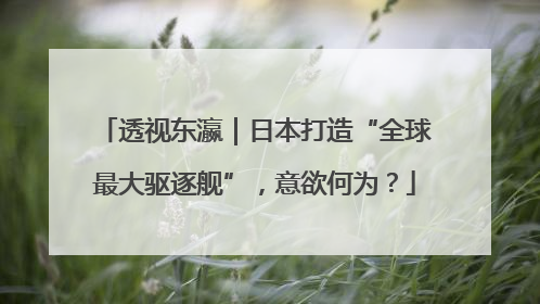 透视东瀛｜日本打造“全球最大驱逐舰”，意欲何为？