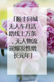 顺丰同城无人车月活路线上万条，无人物流迎爆发性增长元年