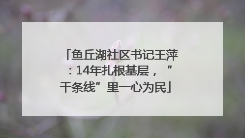 鱼丘湖社区书记王萍：14年扎根基层，“千条线”里一心为民