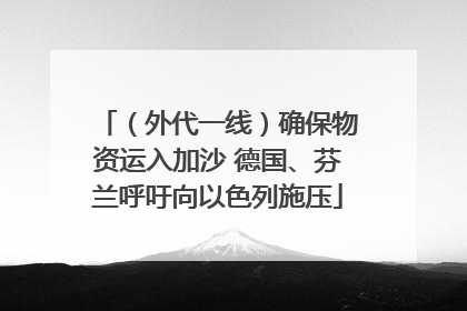（外代一线）确保物资运入加沙 德国、芬兰呼吁向以色列施压