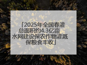 2025年全国春灌总面积约4.3亿亩 水网建设保农作物灌溉 保粮食丰收