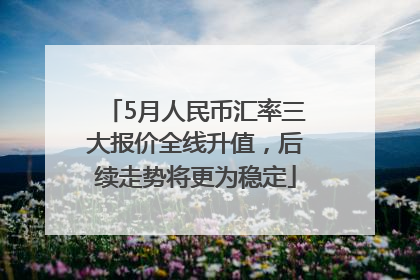 5月人民币汇率三大报价全线升值，后续走势将更为稳定